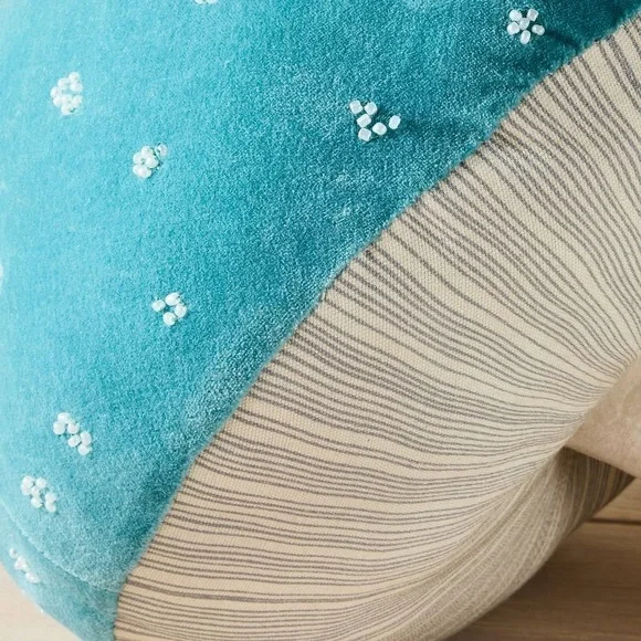 John Derian x Target embroidered turquoise mushroom throw pillow
